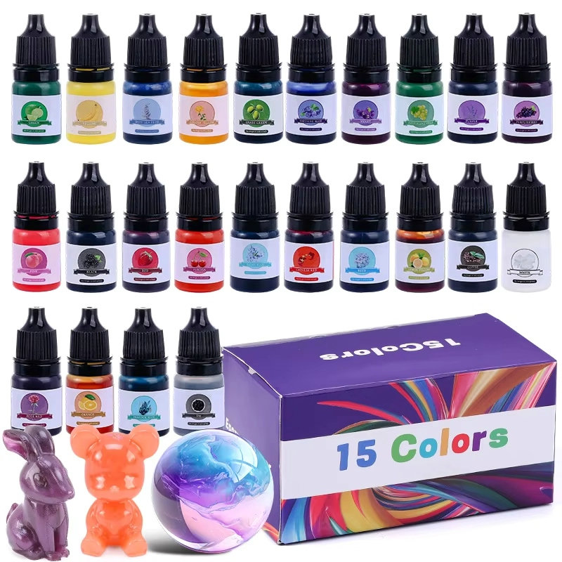 Uv Resin Clear Hard - エポキシ樹脂カラー顔料 24 鮮やかな色 液体エポキシ顔料 高濃度半透明樹脂染料 アート