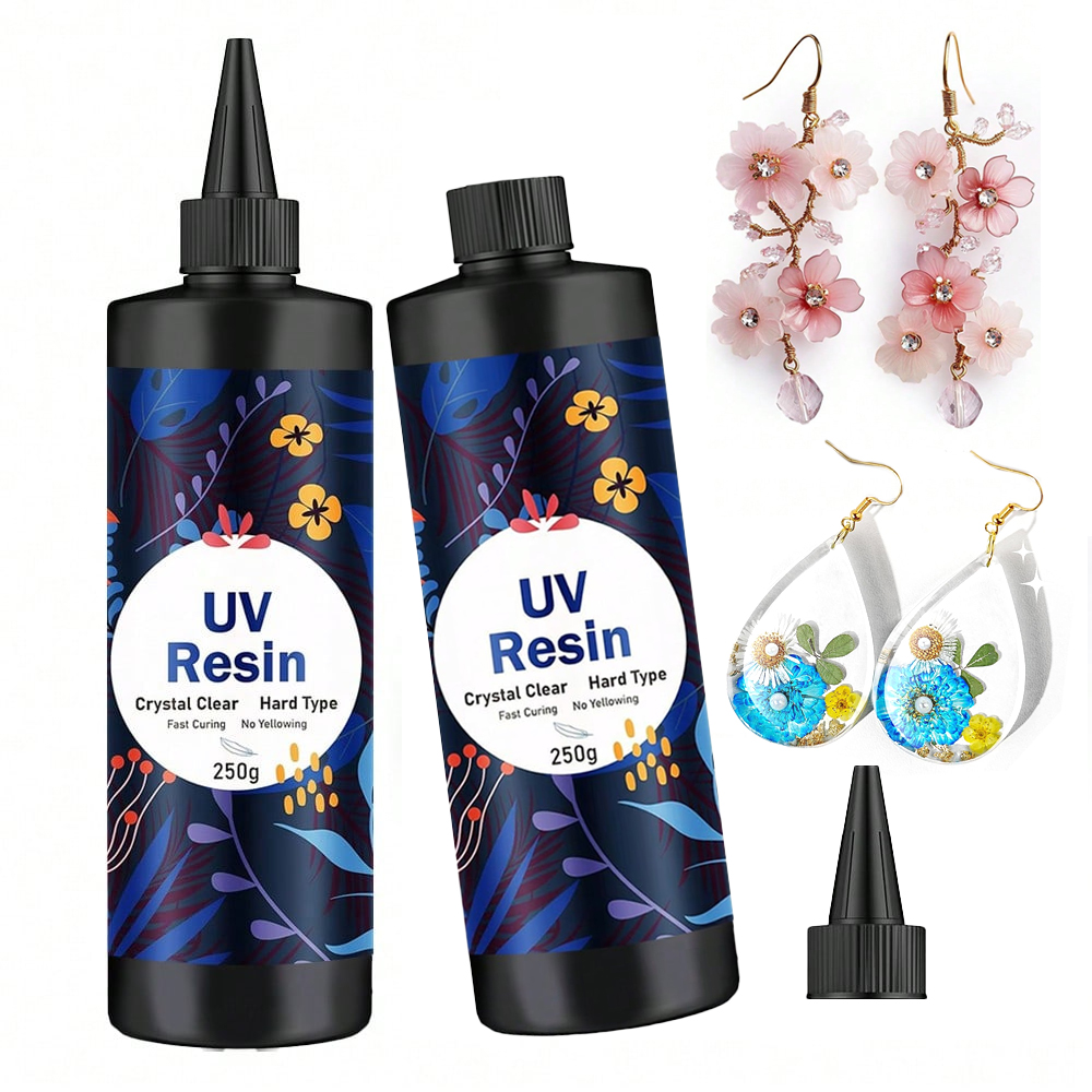 Uv Resin Clear Hard - 250g/500g UVレジンクリアハードグルー、太陽光硬化透明レジンキット、ジュエリーアクセサリーDIY用