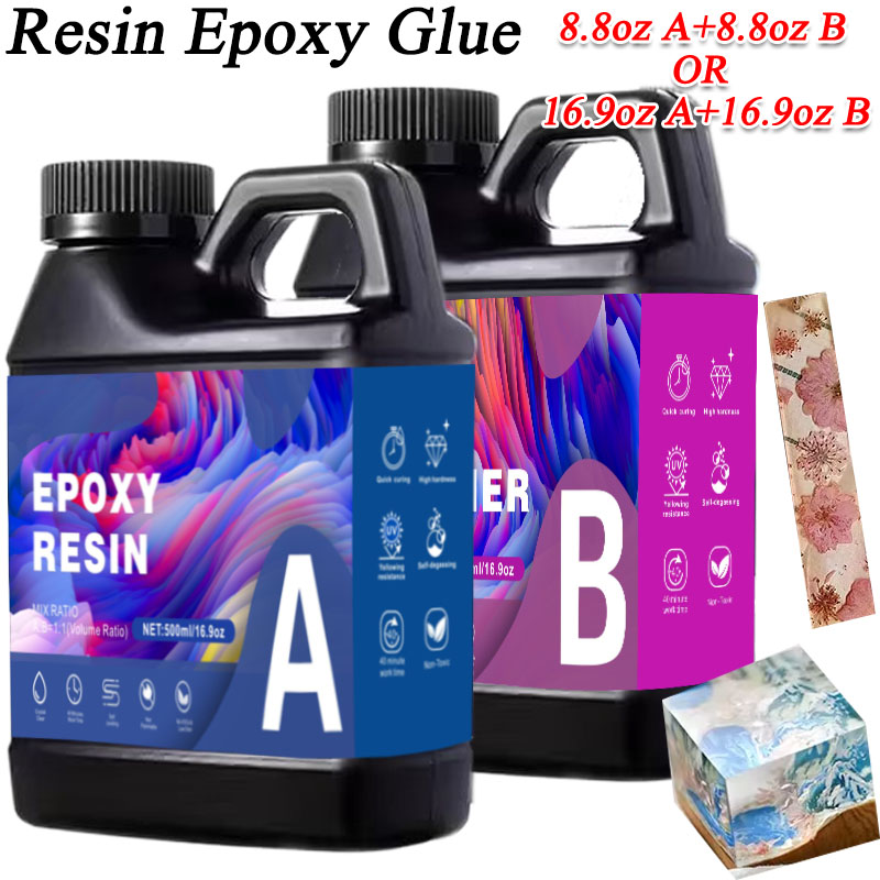 Epoxy Resin Ab - 17.6オンス/33.8オンス AB樹脂エポキシ接着剤 UV耐性 自己レベリング キャスティング＆コーティング樹脂 ジュエリー、テーブルトップ、様々なアートプロジェクト用