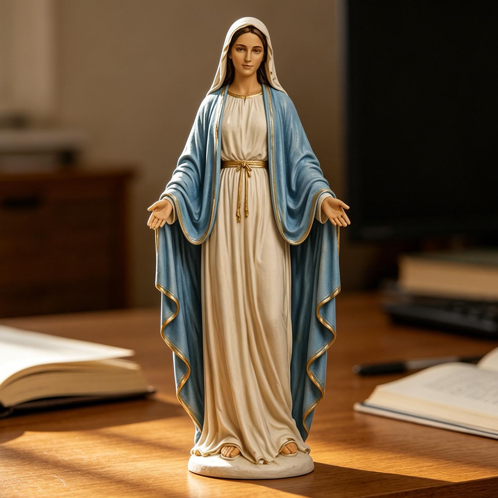 Resin Art Mary - 聖母マリアのデスクトップ置物、宗教的な置物、樹脂工芸品、装飾品、アート作品、リビングに置くのに適しています。