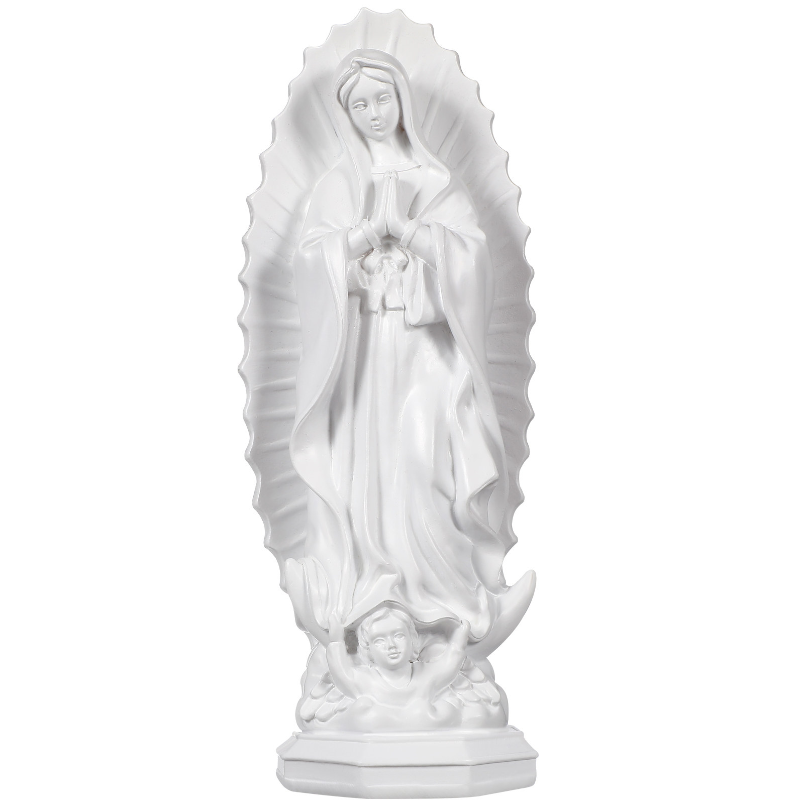 Resin Art Mary - 樹脂製聖母マリア像 カトリック宗教装飾品 デスクトップ教会・家庭装飾 信仰の象徴 コンパクトな聖なる芸術品