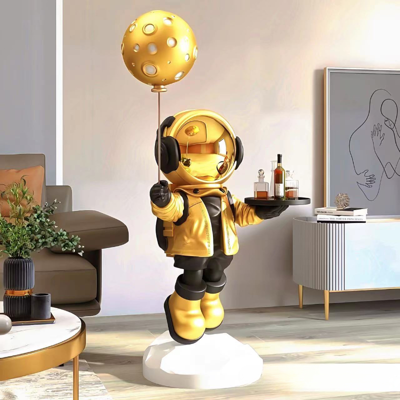 Resin Art In Floor - 大型のクリエイティブな宇宙飛行士の置物、スマートホームデコレーション、Bluetoothスピーカー機能付き