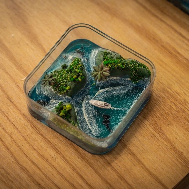 手作りのファロー諸島のマイクロ島、コレクターのデスクに置くた - Resin Art Gift For Birthday のレビューと価格