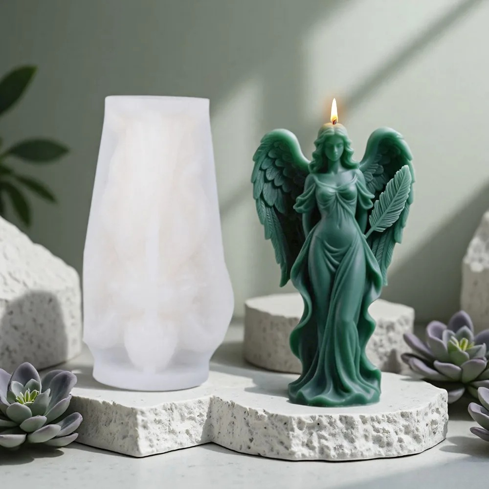 翼女神香りのシリコーンキャンドルモールド DIY 祈り天使の - Resin Art Sculptures のレビューと価格
