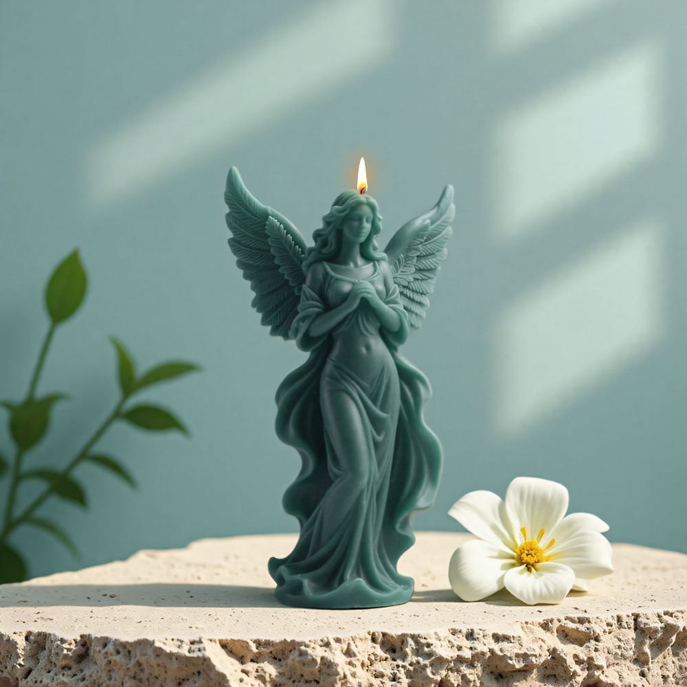 翼女神香りのシリコーンキャンドルモールド DIY 祈り天使の - Resin Art Sculptures のレビューと価格