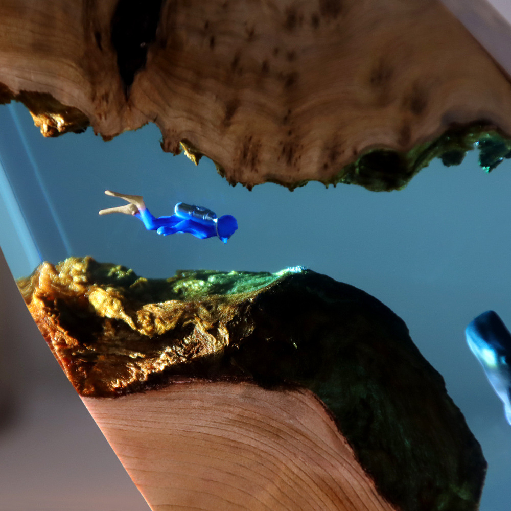 新しい水中洞窟クジラダイバーホームデスクデコレーション無垢材 - Resin Art Gift For Birthday のレビューと価格