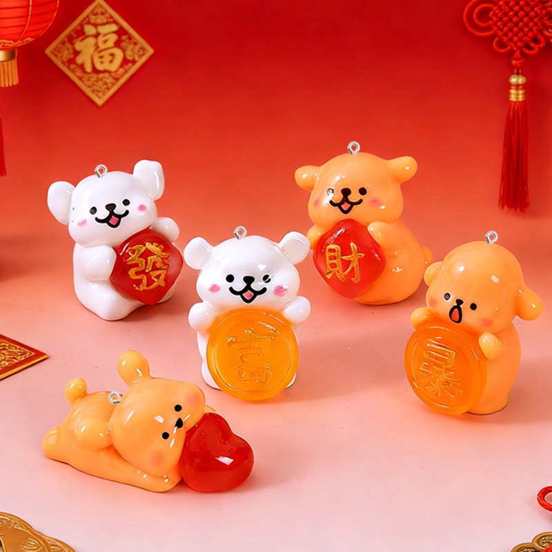 5 個漫画犬樹脂チャーム工芸用品かわいいイヤリングブレスレッ - Resin Art Earrings Material のレビューと価格