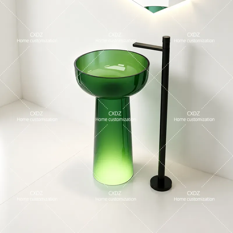 柱状洗面台一体型床から天井までの洗面台透明樹脂製シンククリエ - Resin Art In Floor のレビューと価格