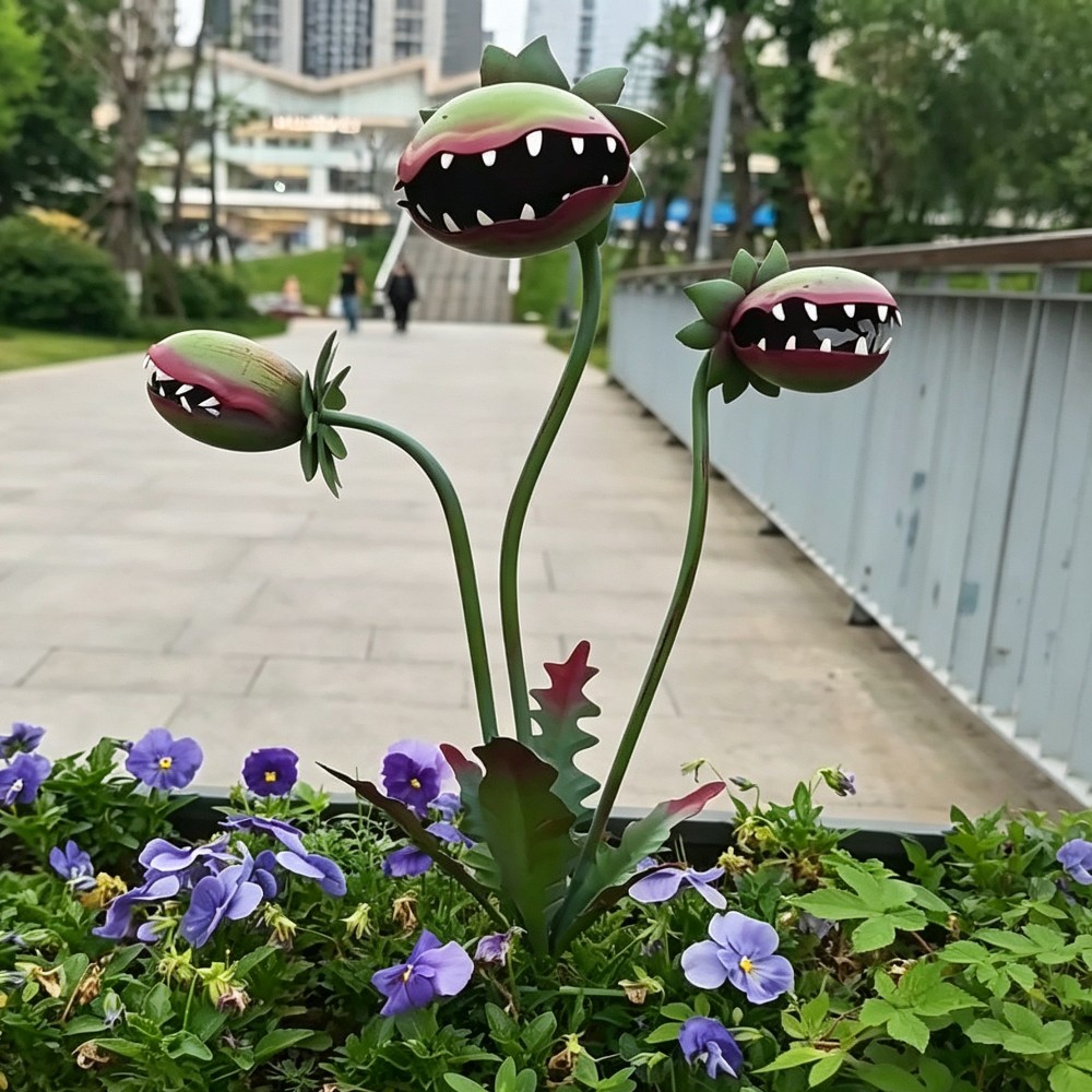 肉食性の花の形をした庭の飾り物、25インチの屋外用面白い大型 - Resin Art Sculptures のレビューと価格
