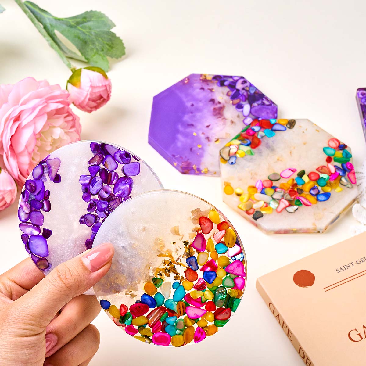 エポキシ樹脂コースター作成キット、AB樹脂接着剤、シリコンモ - Epoxy Resin Ab のレビューと価格