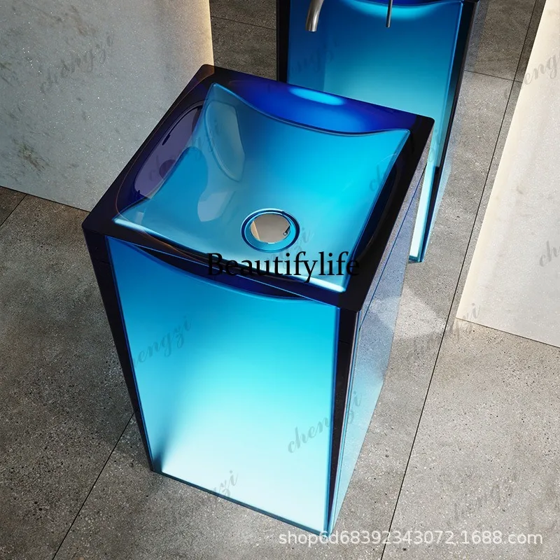 R134透明樹脂カラーカラム洗面台 床から天井までの人工石ア - Resin Art In Floor のレビューと価格