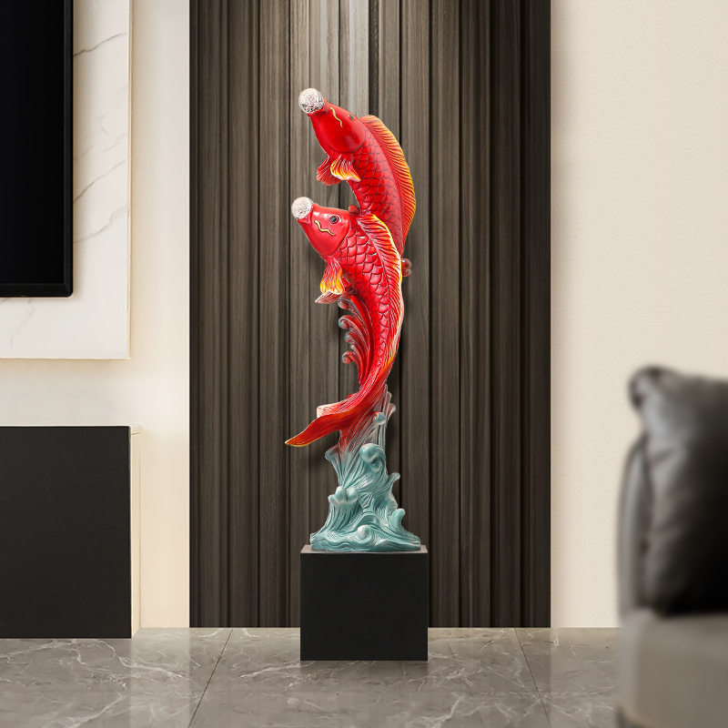五味の魚の彫刻、樹脂像、豪華なリビングルーム、テレビキャビネ - Resin Art In Floor のレビューと価格