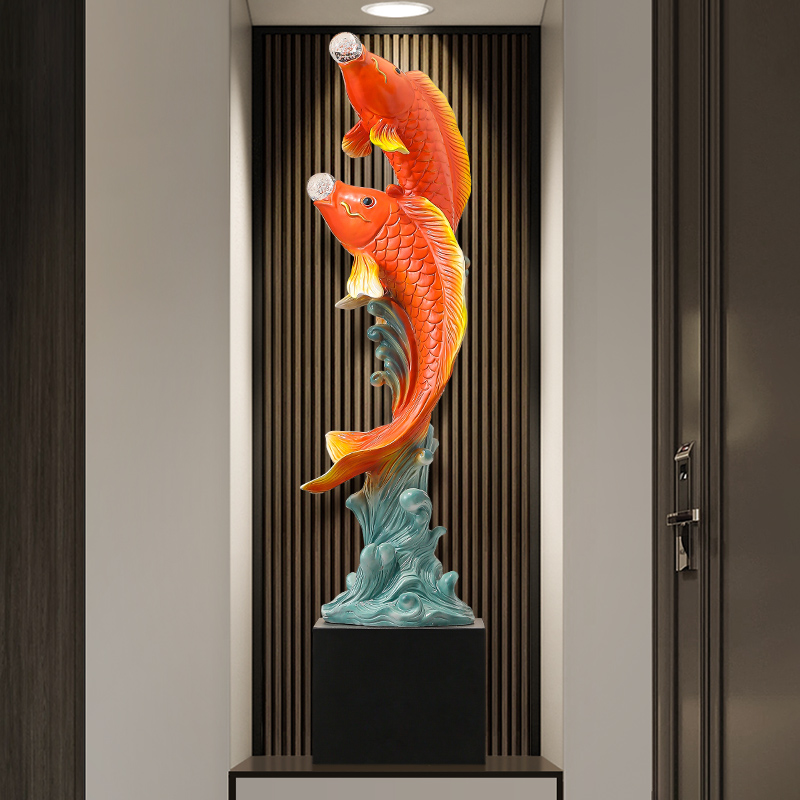 五味の魚の彫刻、樹脂像、豪華なリビングルーム、テレビキャビネ - Resin Art In Floor のレビューと価格